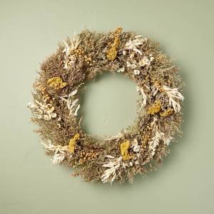 lot 2898 image: 21 Preserved Spring Grass and Flower Wreath - Hearth & Hand�� with Magnolia - Retail $45