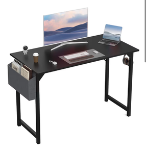 lot 2905 image: DUMOS 48 Inch Computer Office Desk Modern Simple Style Writing Study Work PC Table for Home Bedroom - Modern Black - Retail $0