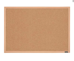lot 2910 image: Quartet Cork Board Bulletin Board, 23 x 35 Framed Corkboard, Oak Frame, Decorative Hanging Pin Board, Perfect for Office & Home Decor, Home School Message Board or Vision Board (35-380352) - Retail $0