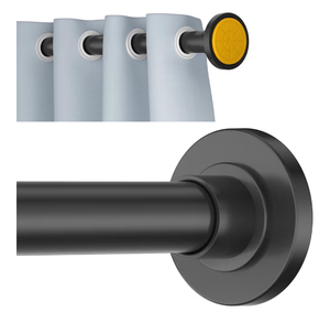 lot 2911 image: Black Shower Curtain Rod Tension 30 to 80 Inch,1 Inch Diameter Adjustable Tension Curtain Rod No Drilling,Shower Rods for Bathroom,No Rust - Retail $0