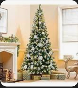 lot 2915 image: Hatisan Artificial Christmas Trees with 600 Branch Tips, 150pcs Led Lights, Snowflakes Decorations and Tree Stand, Christmas Decorations for Holiday Party Indoor Outdoor(Snowflakes, 6ft) - Retail $0