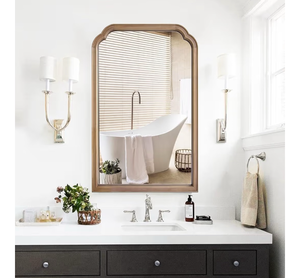 lot 2917 image: WallBeyond 30x42 Natural Wood Mirror for Wall Mounted, Rustic Wood Frame Wall Mirrors Decorative for Living Room or Bathroom Mirror (Natural Color) - Retail $0