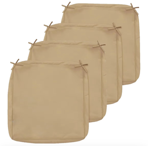 lot 2920 image: TANGHULU 24 PCS Patio Cushion Covers Waterproof Outdoor Couch Seat Cushions Slipcovers Replacement Washable Furniture Protector with Ties Sofa Chair Seat Cover with Zipper(Khaki,19  19  4in 4pcs) - Retail $0