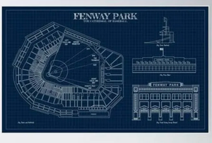 lot 2926 image: Fenway Park Blueprint Print - Retail $101