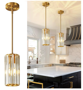 lot 2932 image: Gold Pendant Lighting Modern Pendant Light Mini Crystal Chandeliers Adjustable Pendant Light - Retail $0