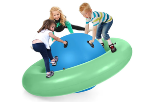 lot 2936 image: 8-Foot Inflatable Dome Rocker Bouncer, Giant Roll and Play Seesaw Rocker w6 Handles, Max Weight 250 Lb - Retail $0