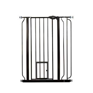 lot 2948 image: Carlson Pet 36 Extra Tall Gate with Pet Door - Black - Retail $101