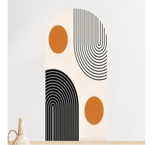 lot 2952 image: Arch Wall Decal Abstract Contemporary Aesthetic with Geometric Balance Shapes Two and Peel and Stick Wallpaper Color 36inchx72inch - Retail $0
