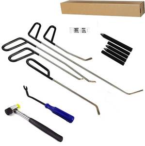 lot 2954 image: CYGOODS 12pcsSet Auto Dent Repair Rods Kit, Auto Body Dent Repair Hook Robs Removal Tools for Hail Damage, Door Dings and Car Dents, with Knock Down Pen Set - Retail $7,042