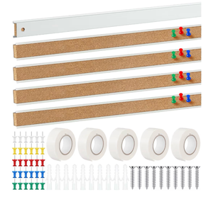 lot 2964 image: 15 Pcs 36 x 1 Cork Strips Bulletin Bar Strips for Wall Bulletin Board Aluminum Trim Brown Cork Boards with Accessories for Paste Notes Photos Classroom Office Home Holiday Decor - Retail $0