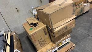 lot 9999 image: Furniture Pallet #4 misc Furniture Large Pieces (incomplete as some pieces are missing the 2nd box) - Retail $0