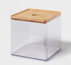 lot 40826 image: Clear Storage Container with Bamboo Lid