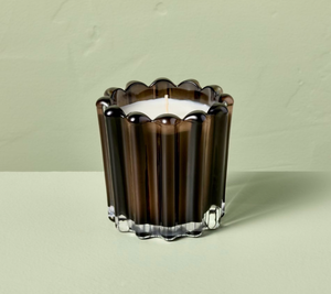 lot 40834 image: Green Glass Scalloped Candle Holder