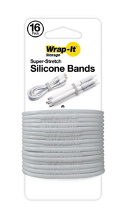 lot 40929 image: Wrap-It Super-Stretch Silicone Bands 16pk - Pebble Gray