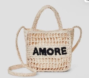 lot 40967 image: Universal Thread Straw Hand Bag Amore Cream Black Embroidered Small Purse