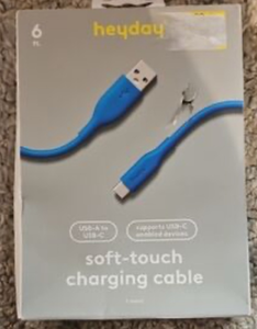 lot 41256 image: Heyday Soft-Touch USB-A to USB-C Charging Cable