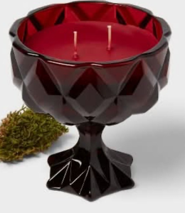 lot 41294 image: Ruby Red Glass Pedestal Candle