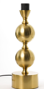 lot 41353 image: Modern Gold Double Globe Table Lamp with a green shade.