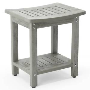 lot 5558 image: LUE BONA HDPS Shower Bench Seat, Shower Stool for Inside Shower Waterproof, Bath Spa Shower Foot Stool for Shaving Legs with Storage Shelf, Weather ResistantNon-SlipIndoor or Outdoor Use, Gray - Retail $54
