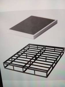 lot 5563 image: Queen Size Metal Box Spring and Cover Set (Missing Hardware)