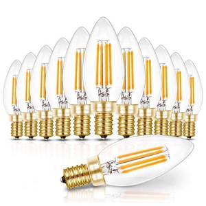 lot 23883 image: Hizashi E12 Candelabra LED Light Bulb 40 Watt 90CRI Chandelier Light Bulbs Dimmable, B10 LED Candelabra Bulbs, 4W, 450LM 2700K Soft White, Candle Light Bulbs, UL Listed, 12 Pack - Retail $29
