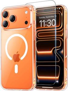 lot 29259 image: Temdan for iPhone 17 Pro Max Case Clear with Screen Protector, Compatible with Magsafe, Anti-Yellowing, Military-Grade Protection, Shockproof Slim Magnetic Phone Case Cover, Transparent - Retail $6