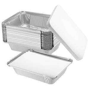 lot 29263 image: Kifmurase 50 Pcs Aluminum Pans with Lids, 8.5x6.5 Disposable Tin Foil Pan 2.25LB To Go Food Containers Baking Pans for Cooking Heating Roasting Take Out Freeze Meal Prep - Retail $17