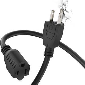 lot 29265 image: PLUGTUL 3 FT Extension Cord, Short Power Cord, Black IndoorOutdoor 16 Gauge 3 Prong Grounded Wire ETL Listed, 13A 1625W 125V SJTW - Retail $5