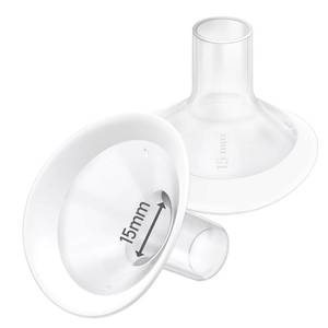 lot 29266 image: 2pcs 15mm Soft Rim Flanges with 106 Degree Wider Opening Angle for Medela Breast Pump, PersonalFit, Freestyle, Maxflow, Freestyle Flex Swing Maxi Connector,Lansinoh Signature Pro - Retail $15