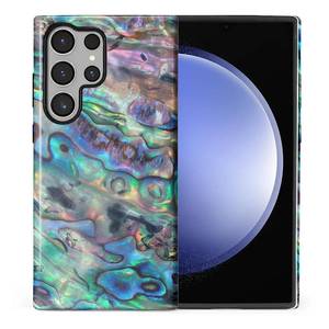 lot 29267 image: Compatible with Samsung Galaxy S23 Ultra Case - Dual-Layer Protection, Hard Shell with Silicone Interior,Slim Scratch Resistant Shockproof for Woman Men - Blue Abalone Mollusk Shell Patten - Retail $17