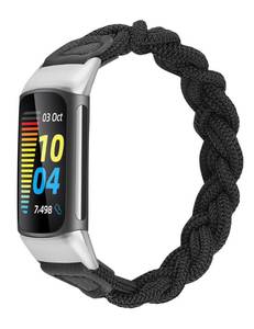 lot 29272 image: Wearlizer Compatible with Fitbit Charge 6 BandsCharge 5 Bands for Women, Cute Stretchy Braided Solo Loop Wristband Slim Soft Elastic Replacement Strap Accessories for Charge 5 6 Band, Black M - Retail $14