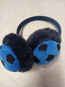 lot 39404 image: Blue Soccer Ball Plush Ear Muffs - Retail $12