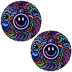 lot 39407 image: Wercokt 100PCS Smiling Neon Stickers, Cute Water Bottle Stickers for Kids, for Teaching Rewards, Notebooks, Stationery, Luggage, Cartoon PVC Happy Sticker - Retail $9