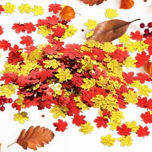 lot 39408 image: WILLBOND 600 Pcs Fall Thanksgiving Confetti Maple Leaf Table Scatter Foil Confetti for Autumn Harvest Halloween Christmas Wedding Throwing Table Decoration Glitter Party Supplies - Retail $6
