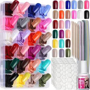 lot 39415 image: FANDAMEI 24 Colors Press on Nails Square, 24 Packs 576PCS Press on Nails Medium Glossy, Lightweight Natural Fake Nails Full Cover, False Nails with Glue, Short Square Acrylic - Retail $10