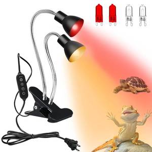 lot 39416 image: Homnebila Reptile Heat Lamp, UVA UVB Light for Turtle, Bearded Dragon, Basking Light for Bearded Dragon, Dimmable 360°Gooseneck UV Heating Lamp W G9 Mini Halogen Bulbs 60W for TortoiseSnakeLizard - Retail $18