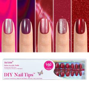 lot 39435 image: Cat Eye Press on Nails Red - 5 Styles Red Press on Nails Short Square, Soft Gel x Coat Nails False Nails, Bt Art Box Press On Nails in 16 Sizes -160 PCS Soft Gel Fake Nails Kit - Retail $22