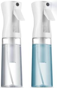 lot 39439 image: Continuous Spray Bottle for hair - 10 Oz Ultra Fine Mist Sprayer  Water Spray Bottle For Hair Mister Spray Bottle  Hair Spray Bottles For Hairstyling, Cleaning, Salons 2 pack 6 oz - Retail $10