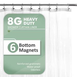 lot 39441 image: Barossa Design Shower Curtain Liner with 6 Magnets - Heavy Duty PEVA Plastic Shower Curtain for Bathroom, Waterproof Vinyl & See Through Bath Liner, Metal Grommets - Clear, 72x72 - Retail $10