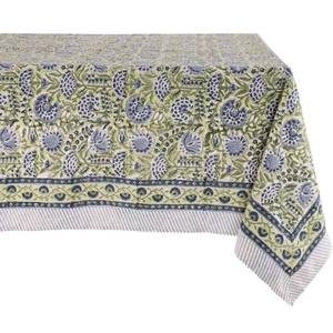 lot 39450 image: ATOSII Amara 100% Cotton Rectangle Fall Tablecloth, Handblock Floral Linen Table Cloth for Kitchen Dining Table I Parties Weddings Christmas I Fall Home Decor 60 X 108 Inches I 8 Seater - Retail $60