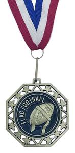 lot 39461 image: Express Medals Flag Football Gold Medals Trophy Award with Neck Ribbons EMDC214FFB - (Pack of 10) - Retail $19