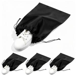 lot 39462 image: 4Pcs Shoe Bags for Travel with Drawstring Closure, Shoe Covers for Travel Home Luggage Storage Shoes Women Men (Black) - Retail $6