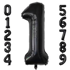 lot 39465 image: 40 Inch Giant Black Number Balloons, Helium Mylar Foil Number Balloons for Birthday, Number 1 Balloon for Party Celebration Decorations Graduations Anniversary Baby Shower Photo Shoot - Retail $4
