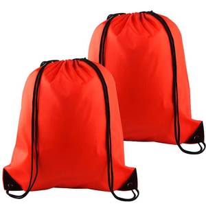 lot 39466 image: KUUQA 2Pcs Red Drawstring Backpack Bags Sack Bulk String Backpack Storage Bag - Retail $6