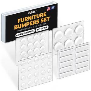lot 39473 image: 104 Clear Cabinet Bumper Pads Self-Adhesive Silicone Buffer Set with 4 Shapes for Doors, Drawers & Furniture Sound Dampening & Surface Protection - Retail $10