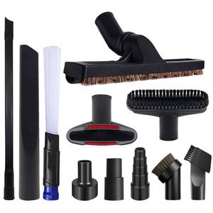 lot 39475 image: 11 PCS Universal 1 14 Inch Vacuum Attachments Kit for Shop Vac Accessories with Vacuum Brush Attachments, Flexible Crevice Tool, Hose Adapters for 2 12 to 1 14 and 1 78 to 1 Hoses - Retail $28