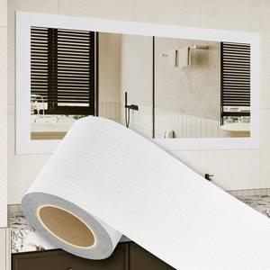 lot 39488 image: ZRJT Peel and Stick Wallpaper Borders 390 x 4 Self Adhesive Mirror Frame Border Wood Grain DIY for Kitchen Bathroom Mirror Removal Border Sticker Wall Decor Cover 10.8 Sq.Ft, White Wood - Retail $7