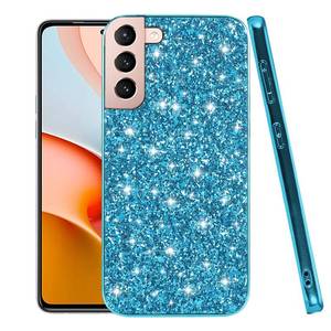lot 39492 image: Compatible with Samsung S22 Case Glitter Shockproof, for Samsung Galaxy S22 Phone Case Bling Sparkly Soft TPU and PC Silicone Shiny Girl Women Thin Protective Cover (Blue) - Retail $13