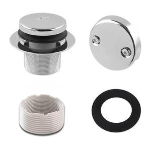 lot 39493 image: WRISIN Tub Drain Kit with Overflow, Tip-Toe Bath Tub Drain and Two-Hole Overflow Cover Plate, Universal Fit, Chrome - Retail $16