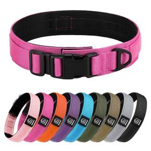 lot 39495 image: Tactical Durable Dog Collar, Metal D-Ring, Adjustable Heavy Duty Dog Collar with Heavy Quick-Release Buckle for Medium Large Dogs (Hotpink, M) - Retail $11